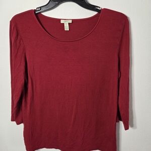 J.jill Red Women's Top Tshirt 3/4 Sleeve Size Small *see Photos* Basic